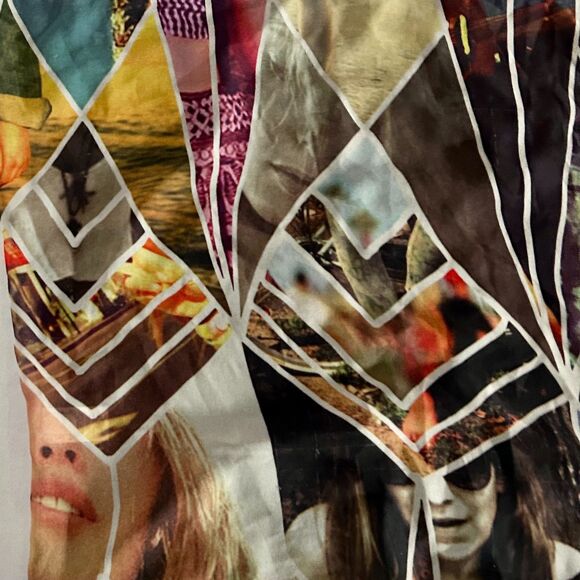 Y2K Express, Rock n Roll quote, sheer back, mosaic shirt, XS, grunge, glam rock - Picture 2 of 6